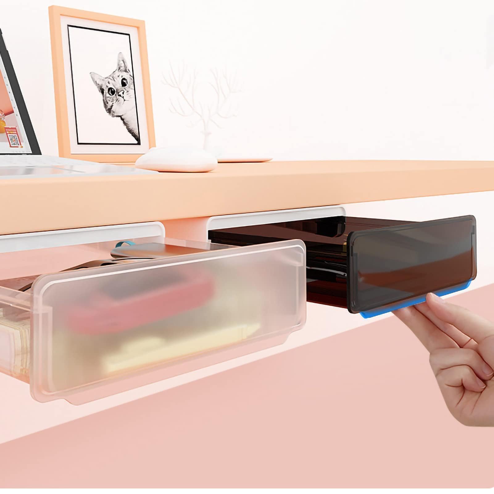 Organizzatore per cassetti sotto la scrivania per la scrivania di casa dell'ufficio, attacco per cassetti da scrivania estraibile Accessori da scrivania e organizer per spazi di lavoro, portapenne(02)
