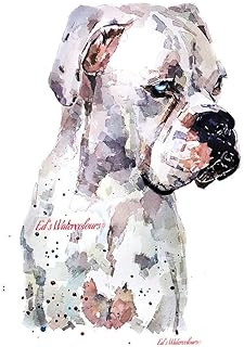 White German Boxer Dog - Print Watercolour, Boxer Dog art, Boxer Dog print, Boxer Dog Wall décor, Boxer Dog Watercolour Print