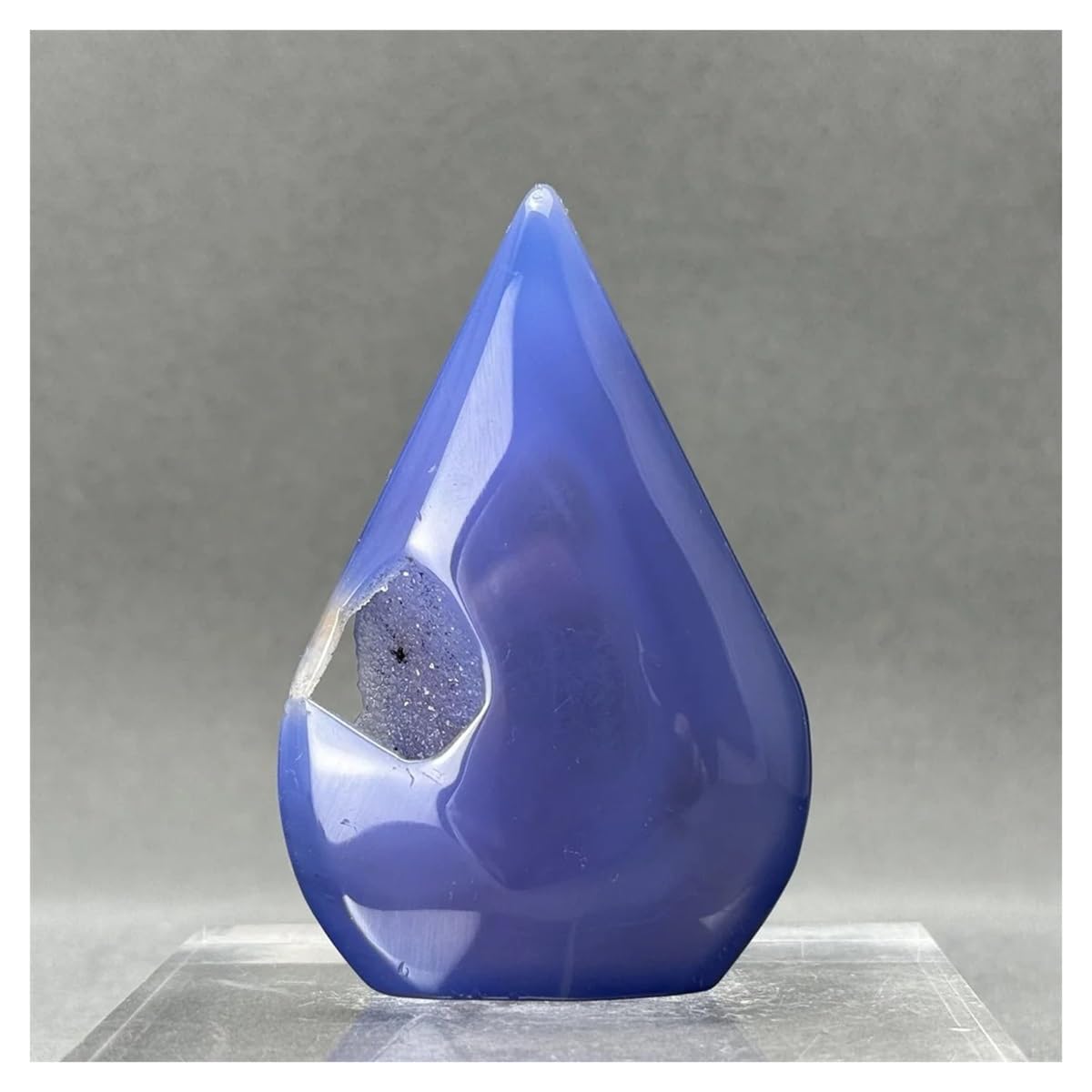 Piedra de cristal geoda de ágata azul mineral de colección decorativo 77mm