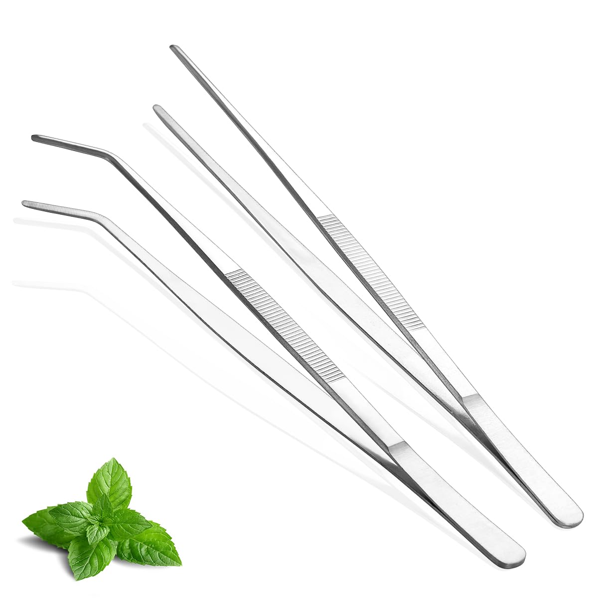2 Pinze Da Cucina Professionali In Acciaio Inox 18/8 – Extra Lunghe 28 Cm E 27 Cm – Set Con Punta Dritta E Punta Tonda – Antiruggine E Lavastoviglie - 2