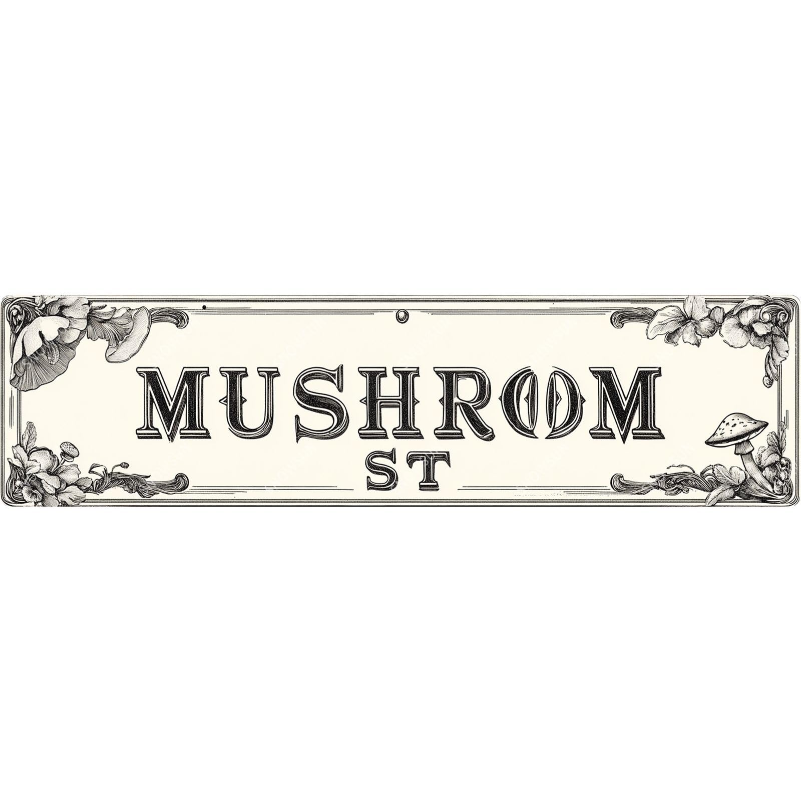 Mushroom St Street Tin Sign Aluminum Metal Sign Wall Decor for Home Farmhouse Bar Cafe Fence Yard Decor 4x16 Inch