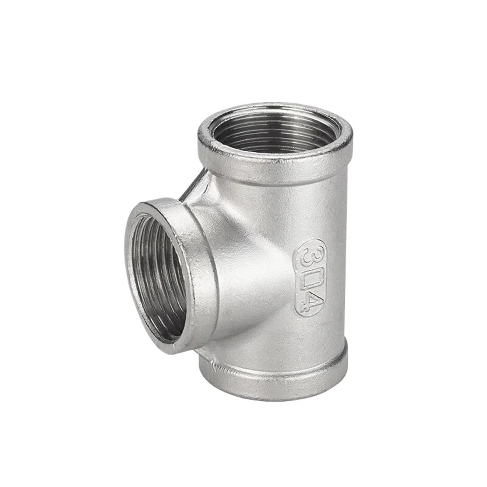 3 Way Hose Connectors Stainless Steel Tee Type Inner Wire Female Thread Buckle Equal Diameter Joint Pipe Fitting Connector(DN15)