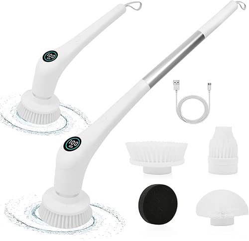 Cepillo eléctrico giratorio cepillo de limpieza eléctrico inalámbrico con 6 cabezales de cepillo reemplazables fregadores de ducha de doble