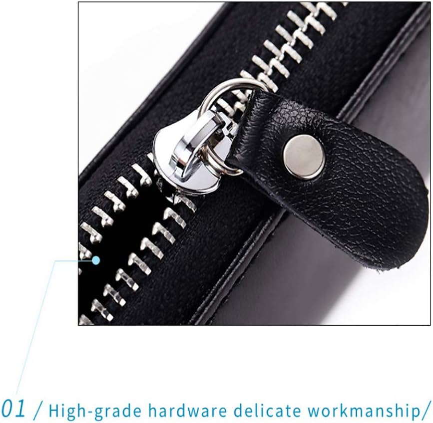 Genuine Leather Key Holder Bag with 2 Card Slot & 6 Hooks & 1 Access Card,Key Case Car Key Holder Wallet for Men Women image 2