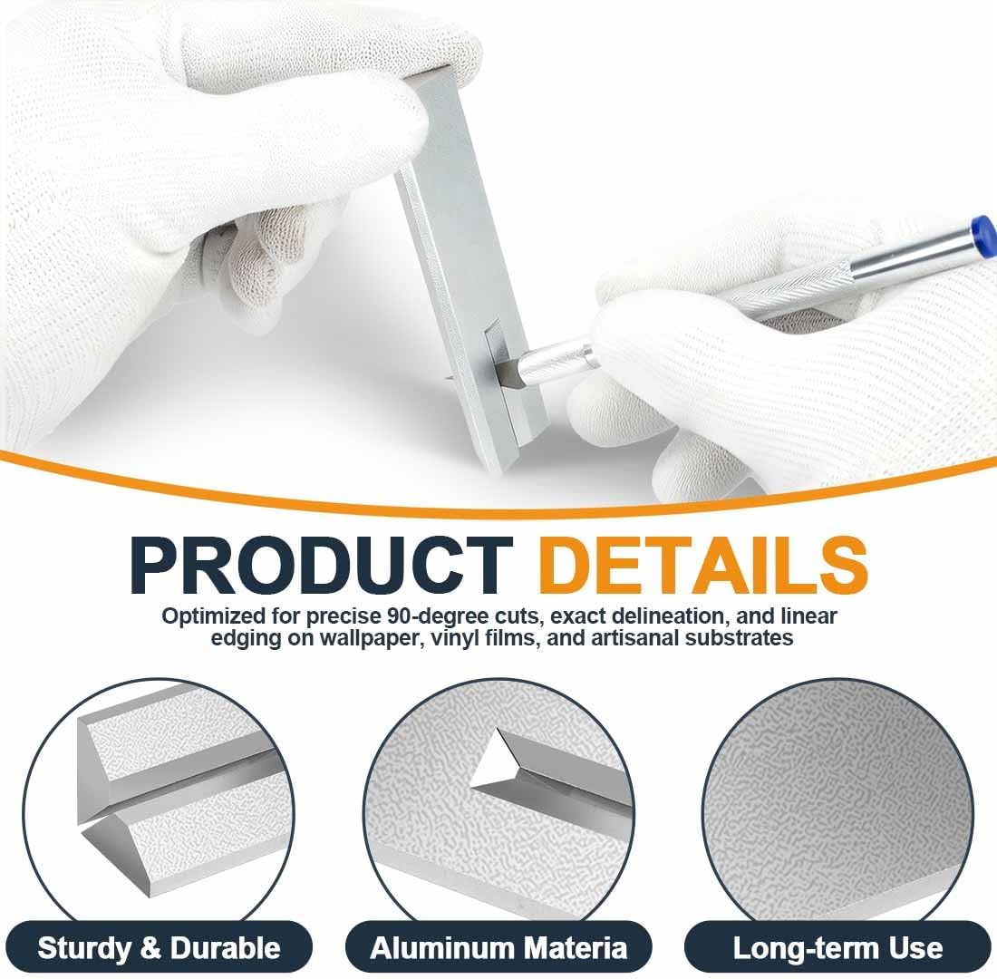 Aluminum Edge Trimming Guide and Cutting Template Tool with 3 Handles and 13 Multi-Structure Blades, Accurate Edge Trimmer & Marking Template Set for Vinyl Wraps, Wallpaper, Films, Signage & Crafts
