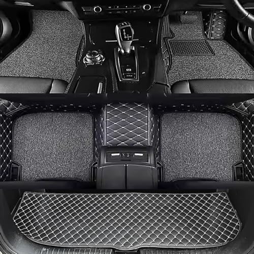 Image of Vahan Expo Premium 7D Car Mat Full Set for Kia Carens Clavis (Petrol /Diesel) with Boot Mat || Luxury Double-Stich 7D Car Floor Mat Complete Set || 100% Waterproof and Washable || Black