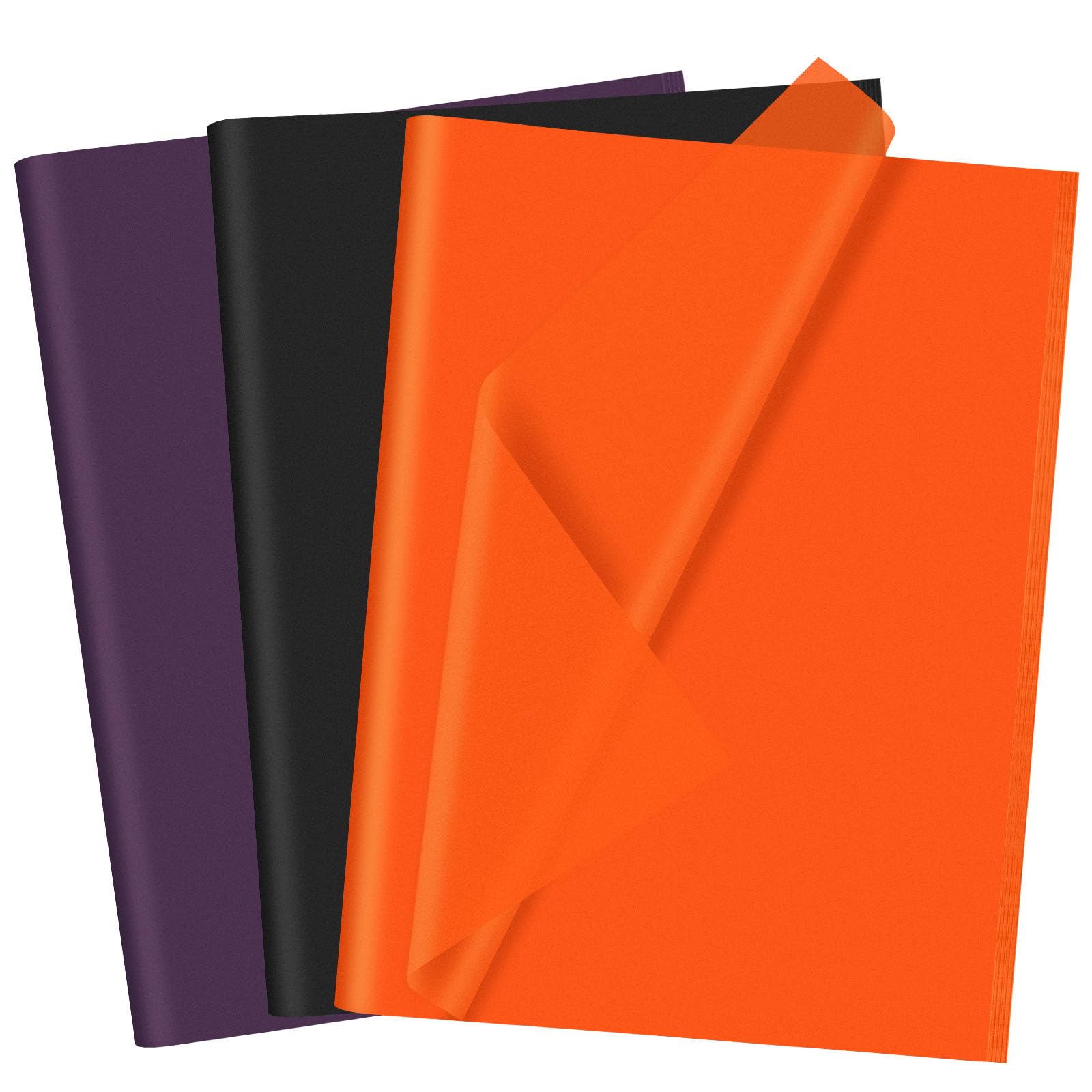 CHRORINE 60 Sheets Halloween Tissue Paper Multicolor Art Gift Wrapping Tissue Paper Bulk for DIY Crafts Decor Halloween Holiday Party （ Orange/Purple/Black）