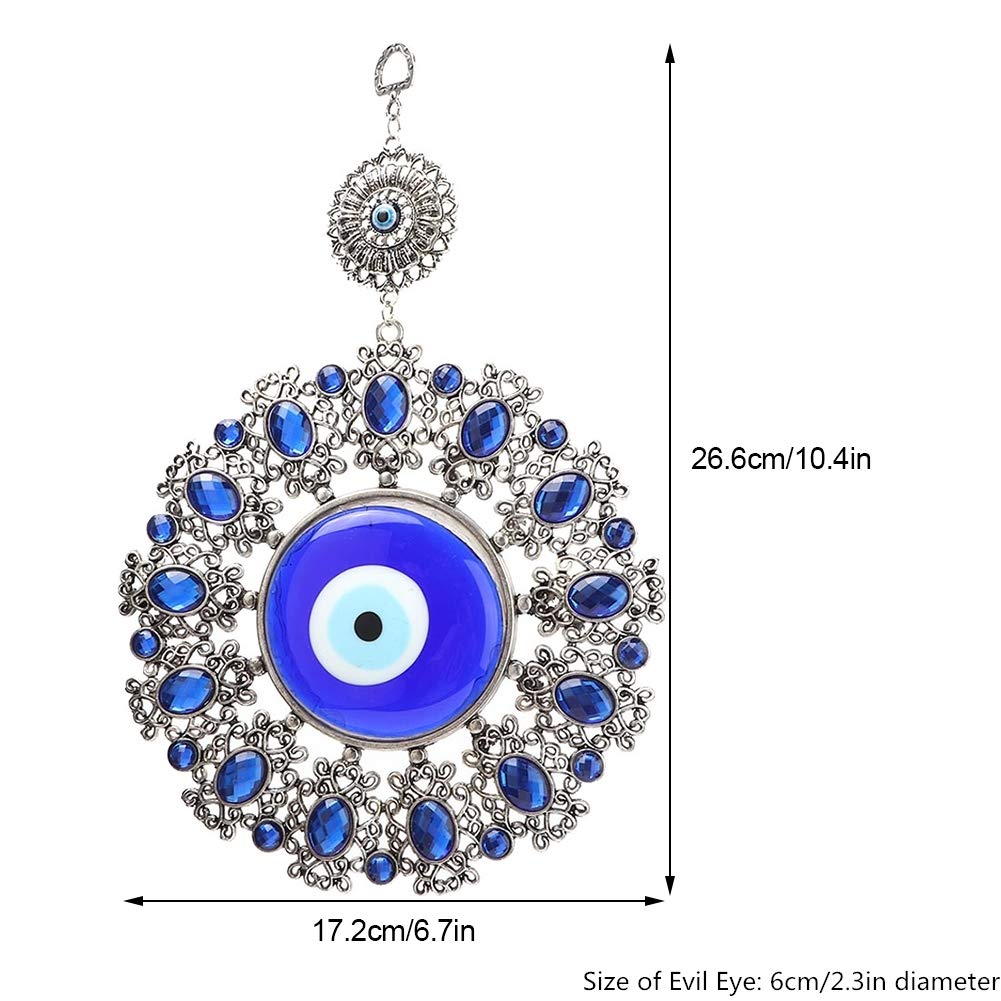 Glazen blauwe boze oog wandhanger - Turks handgemaakt Nazar-amulet voor