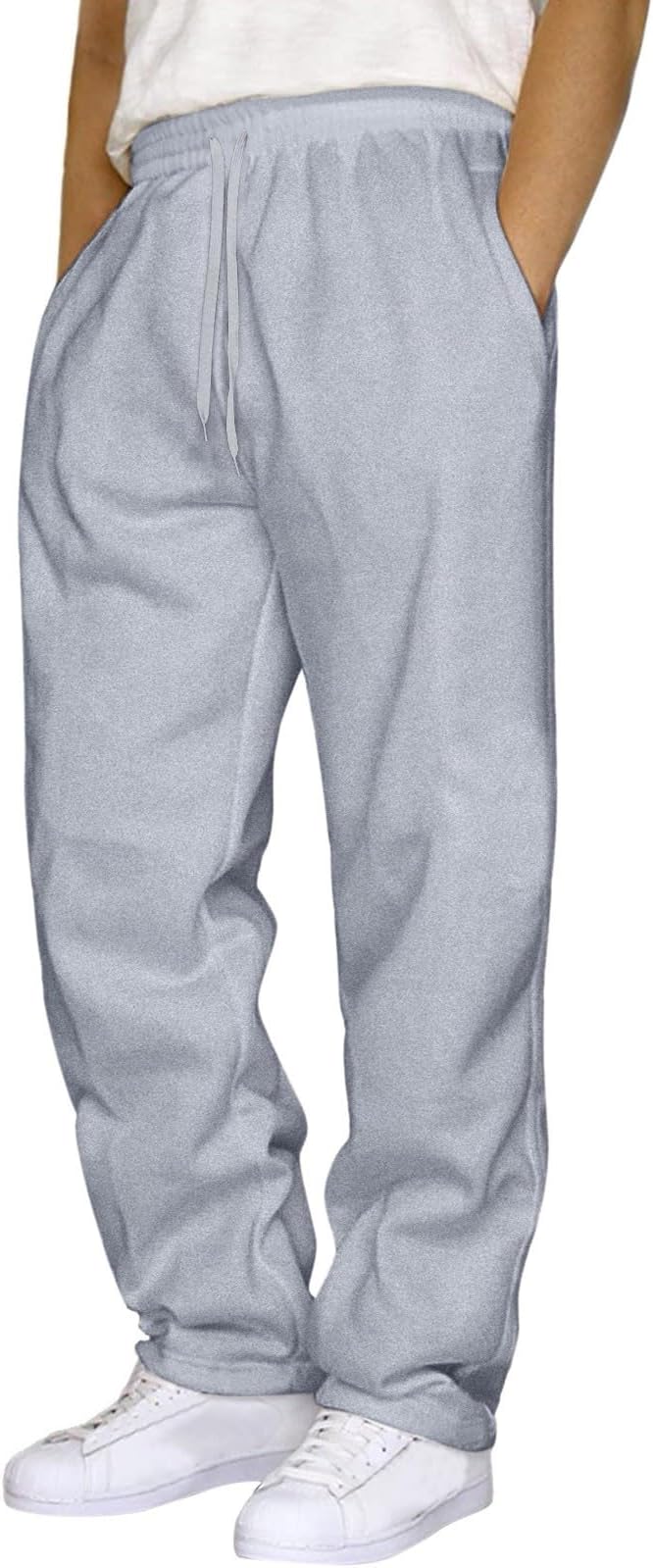 Men's Fashion Sweatpants Baggy Wide Straight Leg Joggers Classic Fit Flat Front Hiking Outdoor Trousers