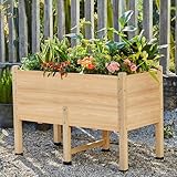 LUXOAK Holz Hochbeet 119x81x57 cm mit Beinen, extra tief 40 cm Pflanztiefe, Hochbeet für Gemüse, Kräuter und Blumen, Pflanzkasten für Balkon, Terrasse und Garten, einfache Montage
