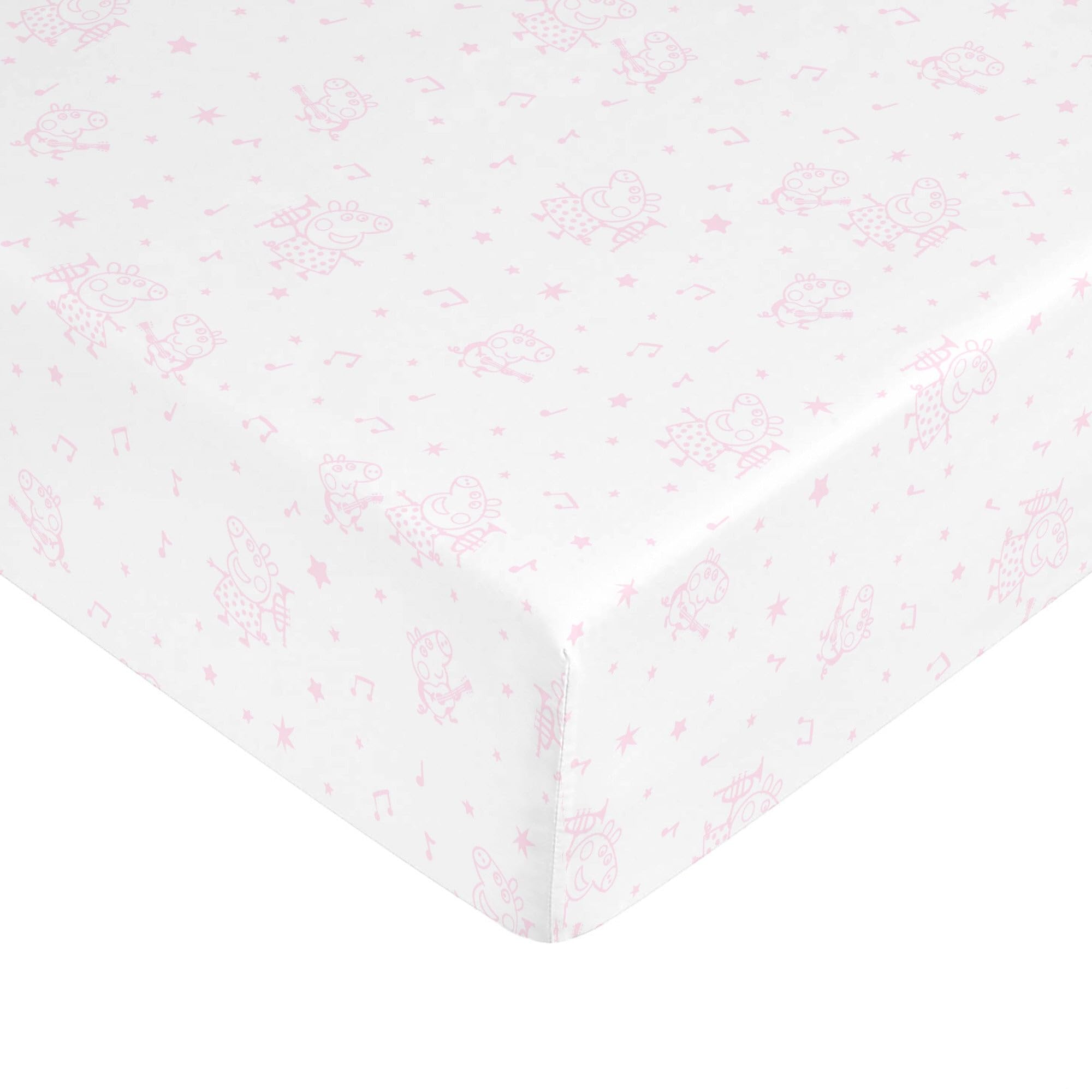 BELUM | Bajera Peppa Pig 100% algodón para Cama de 105, Bajera Ajustable Muticolor, Bajera de algodón Suave, Bajera Ajustable Elastica