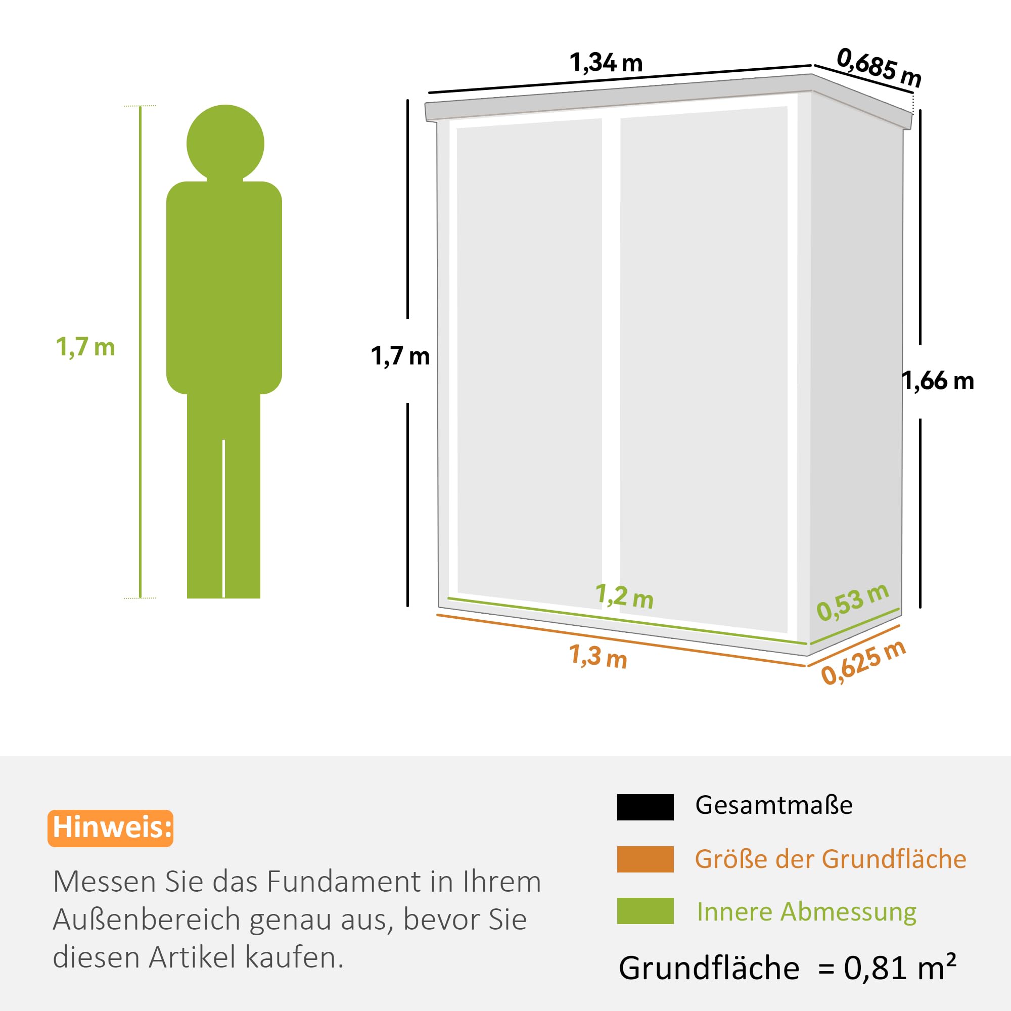 Outsunny Gerätehaus 0,8m² mit Klappbaren Regalen 134 x 68,5 x 170 cm | Kunststoff Gartenschuppen, Schnellmontage, Doppeltür, Boden, Schloss, Handschuhe, Geräteschuppen für Werkzeuge