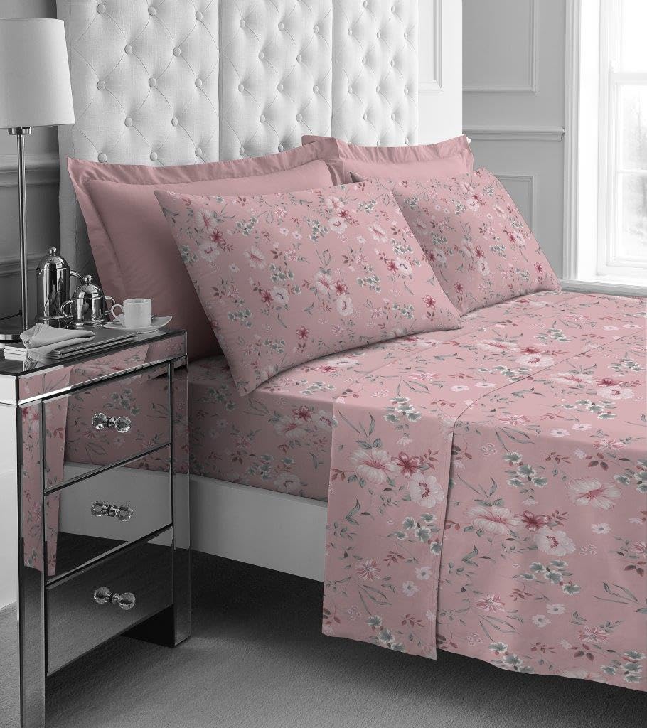 GC GAVENO CAVAILIA Flannelete Damask Fitted Sheet Double Size With Flat Sheet & Matching P...