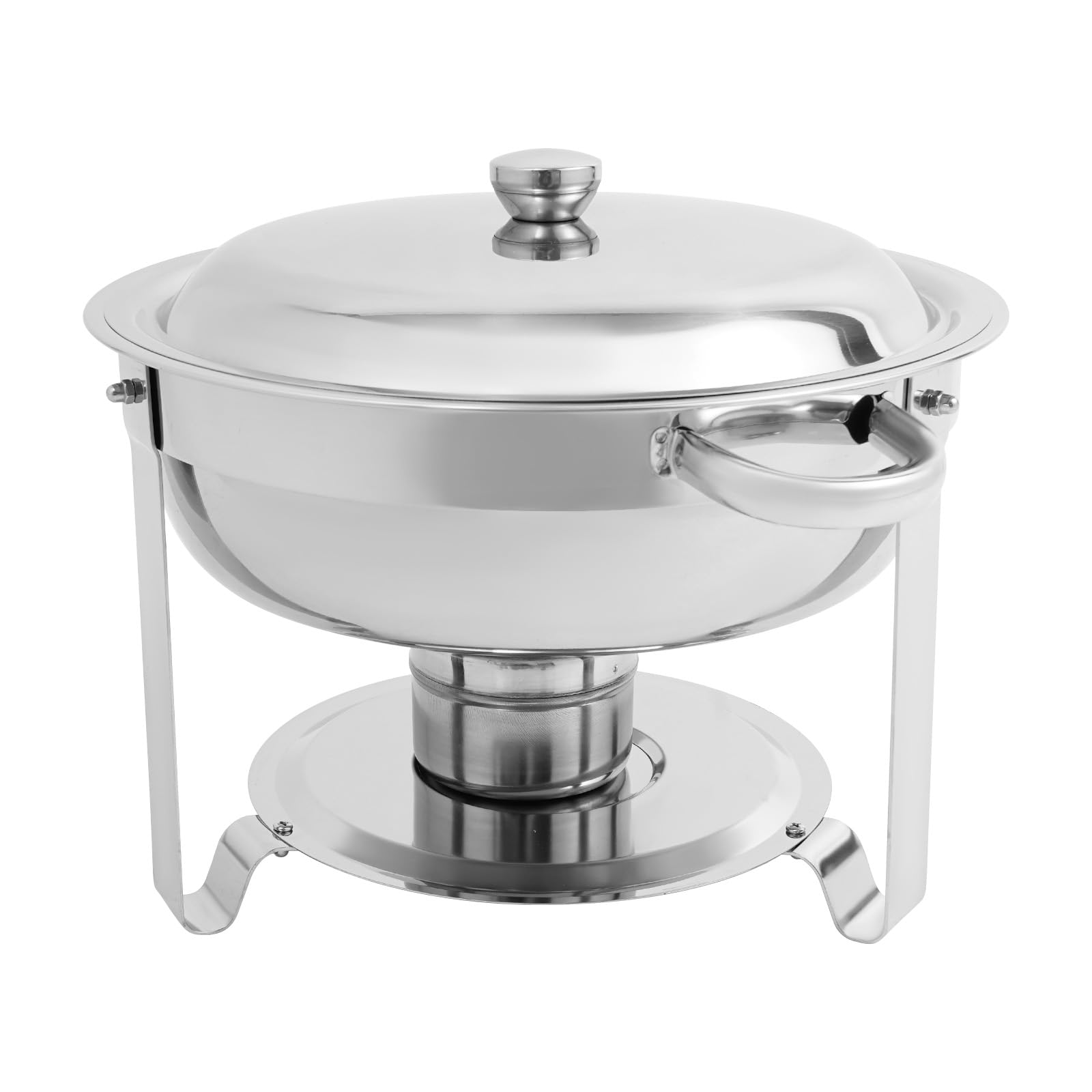 Okrągły zestaw naczyń Chafing Dish ze stali nierdzewnej, 4 x 4,5 l, podgrzewacz do potraw ze szklaną pokrywką i wanną na wodę, pojemnik utrzymujący ciepło do bufetu, cateringu i imprezy (41 cm