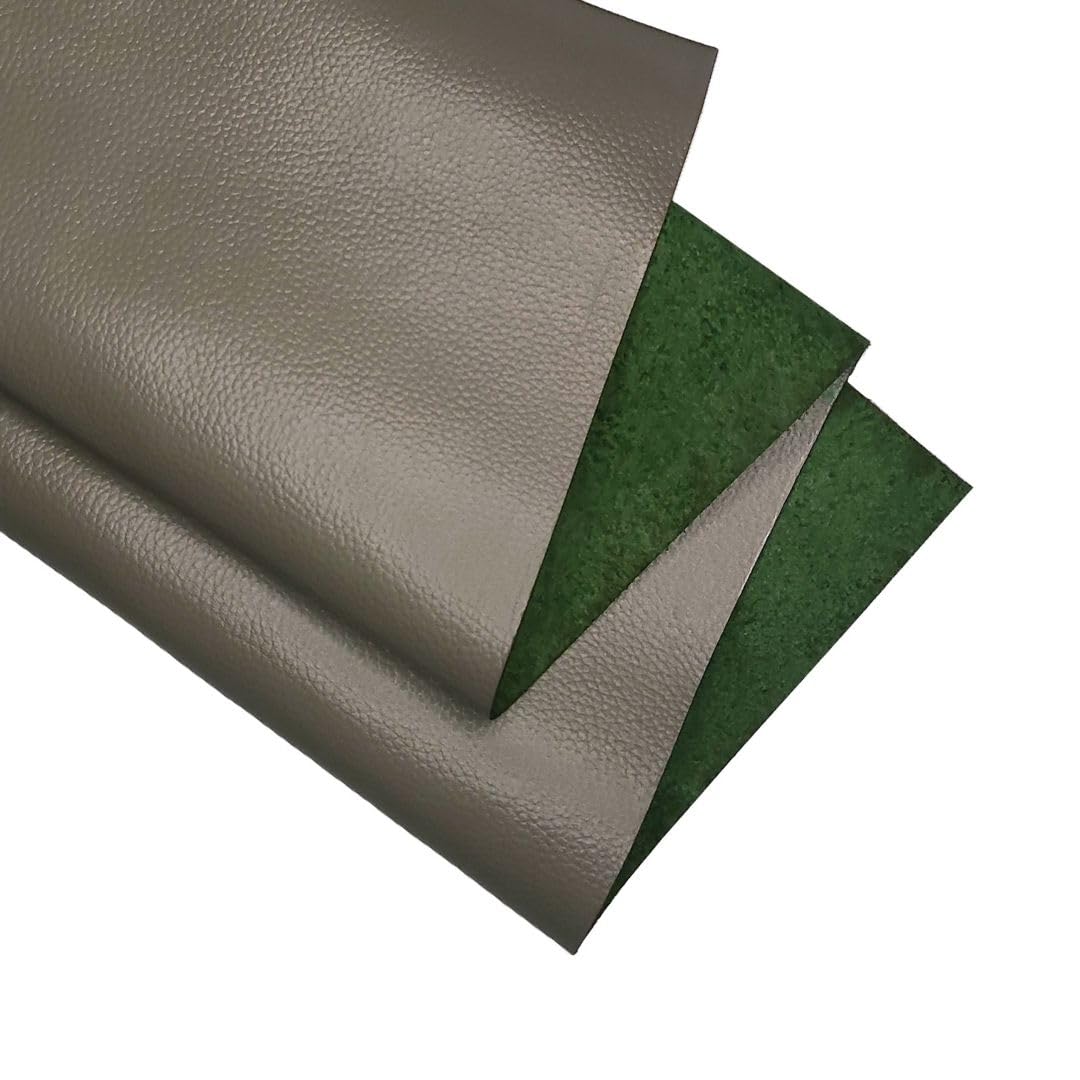 Real Leather Sheets | Full Grain Tooling Leather | 1.3-1.5mm Thick | Cowhide Leather Sheet for Leathercrafts, Repairing and Home Decor by Kozmo (Fossil Grey - Litchi Embossed, 8" X 12") — image 1