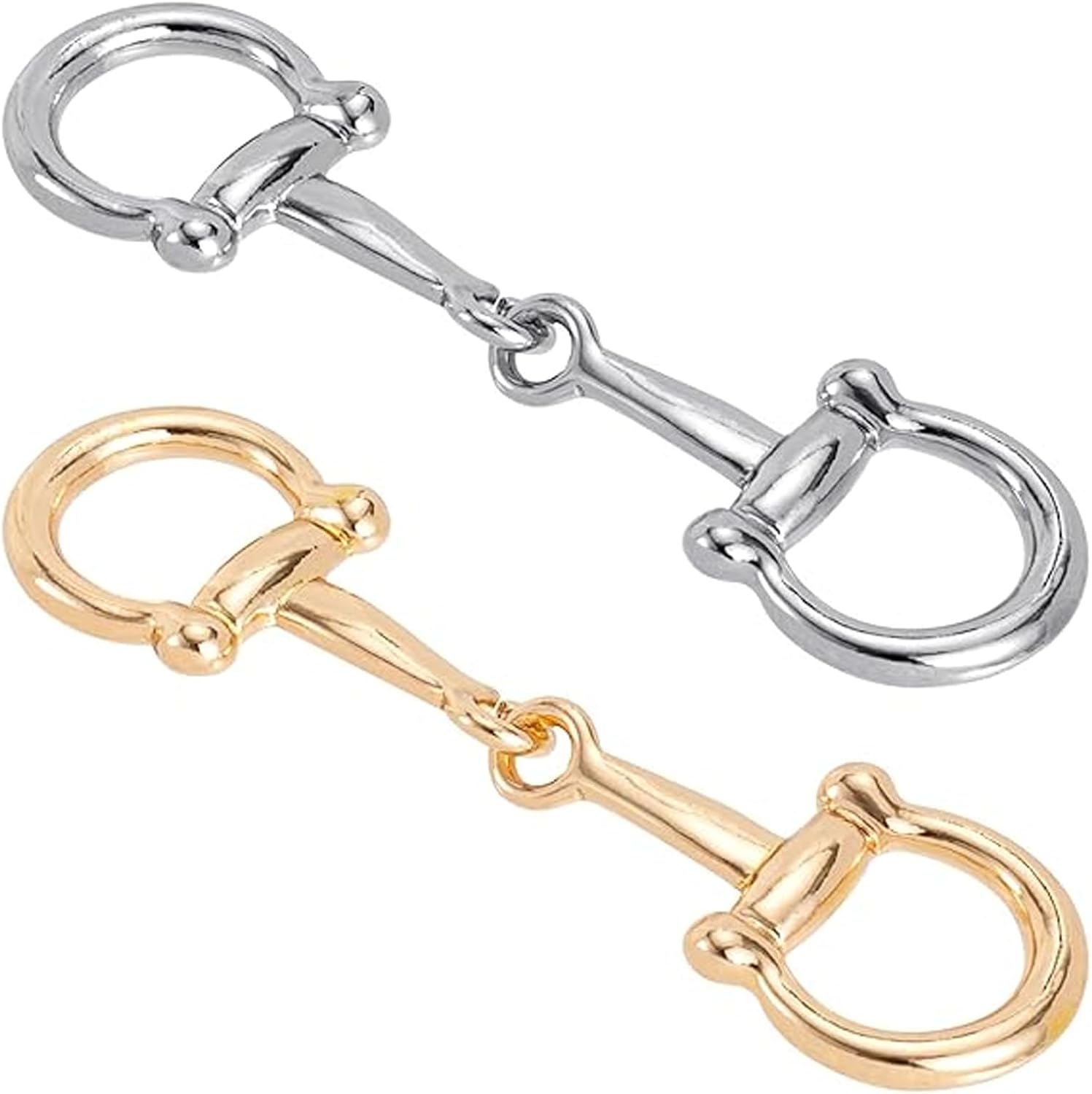 2 PCS Horsebit Silk Scarf Buckle, Simple and Elegant Horsebit Clasp, Scarf Ring for Women (Gold, Silver)