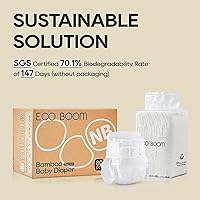 Vista 2 de ECO BOOM Pañales desechables de viscosa de bambú, pañales infantiles suaves naturales, tamaño 1/XS, hasta 10 libras, blanco, 80