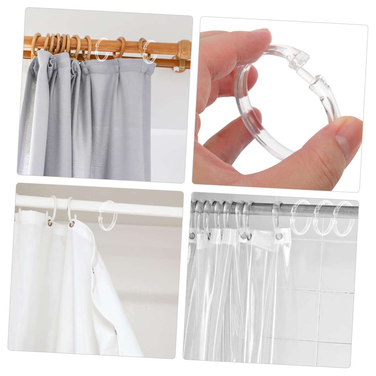 Alipis 5 Set Gancio per da Doccia Nero Inossidabile Anelli per Tende Tu di Grandi Dimensioni Ganci per Tende da Bagno Ganci per Tende in Plastica Acrilico Trasparente 20 Pezzi*5