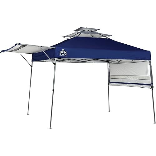 Quik Shade 10' x 17' Summit X 170 Square Feet of Shade Straight Leg Base with Adjustable Dual Half Awnings Instant Outdoor Pop-Up Canopy, Blue