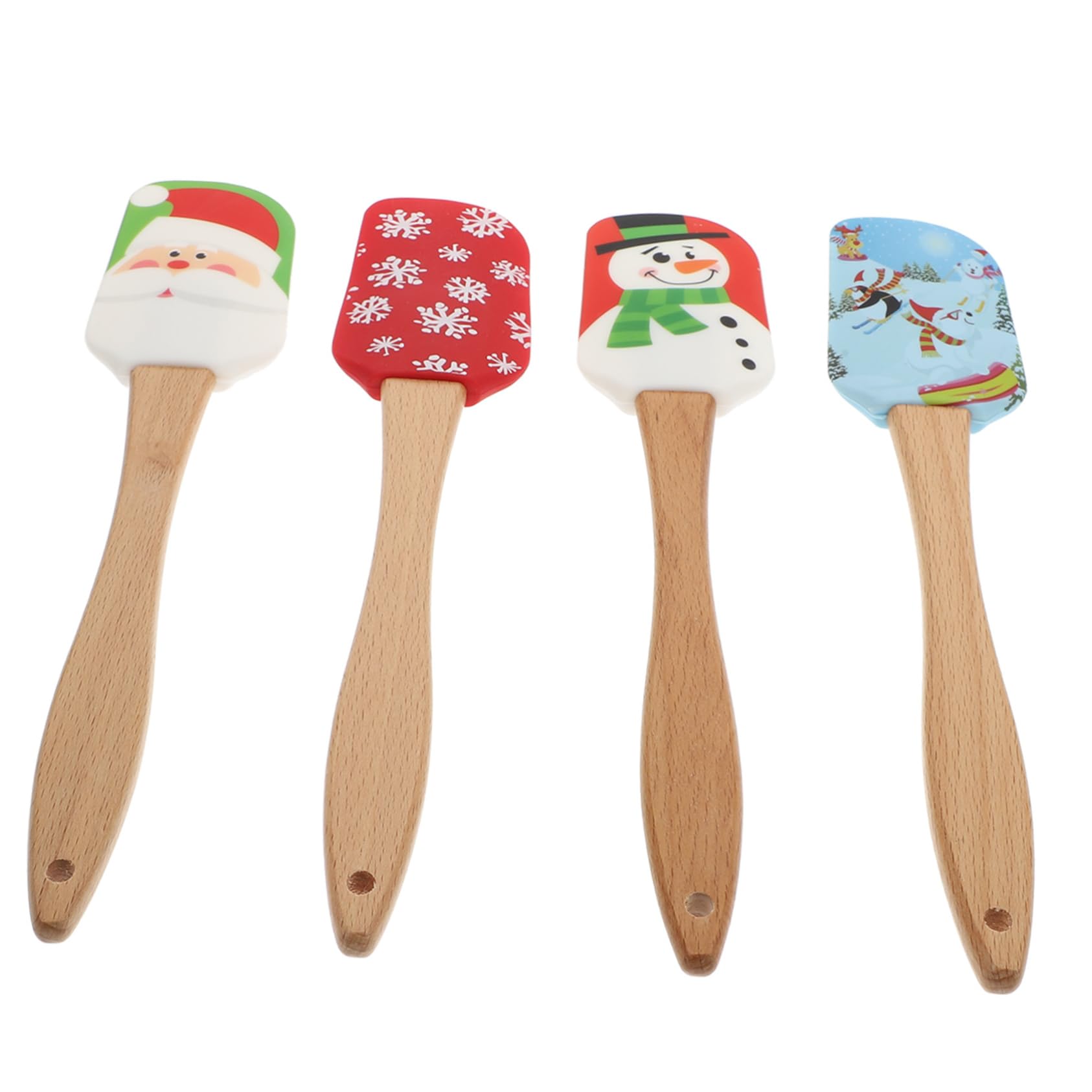 ABOOFAN Lot de 4 Spatules en Silicone à Crème Design Ergonomique et Bords Lisses, Ustensiles de Pâtisserie Adorables pour Cuisson et Décoration de Noël Couleur Aléatoire