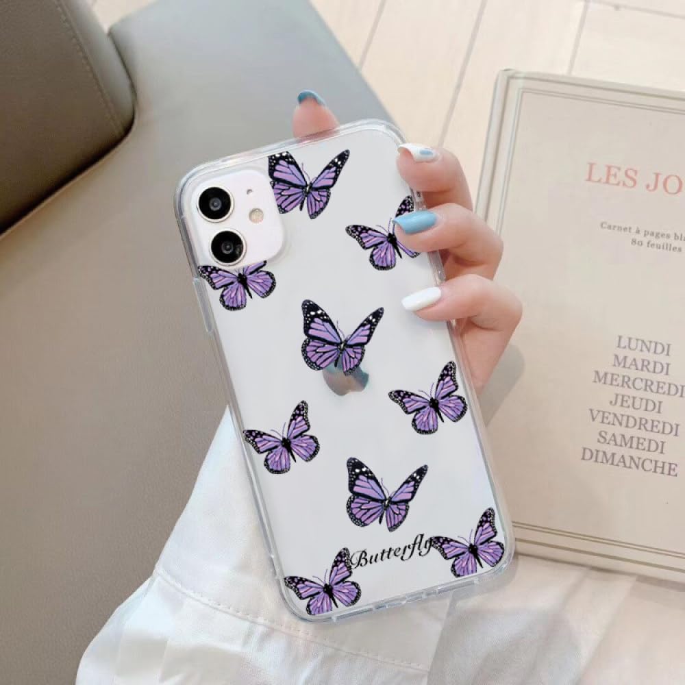 Coque silicone iPhone 13 Pro Max transparente antichoc papillon LVTFCO - 5