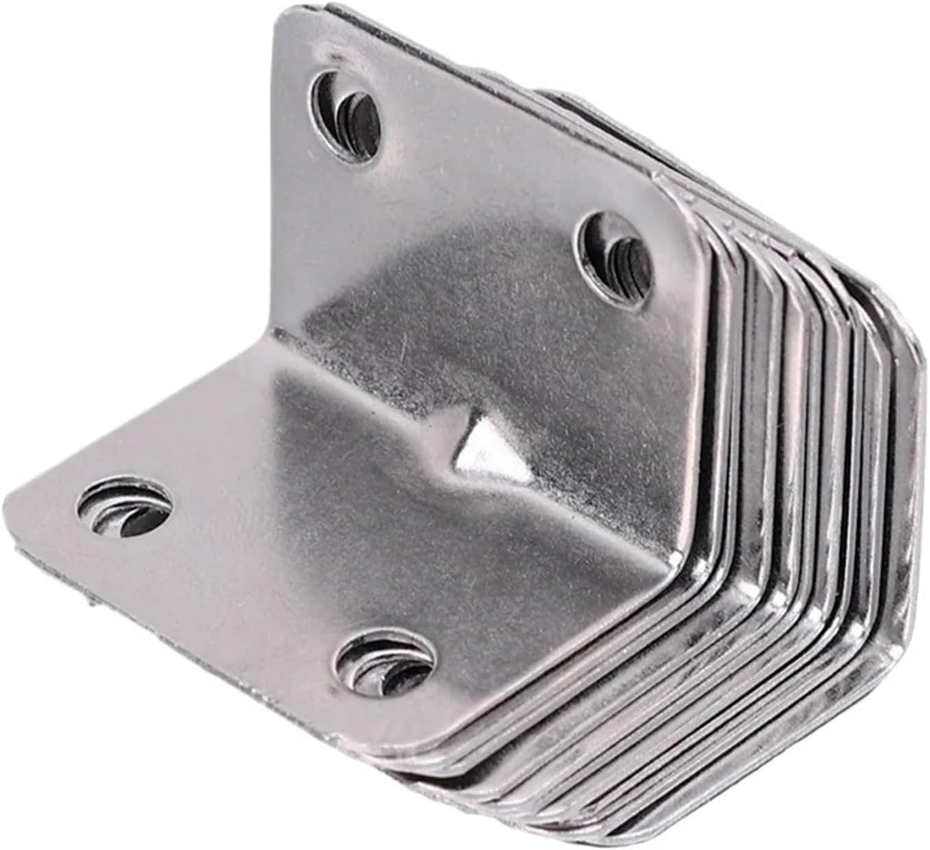 L Brackets Stainless Steel Corner Right Angle Fixed for Wood Furniture Bedframe Cabinet(4holes-10pcs)