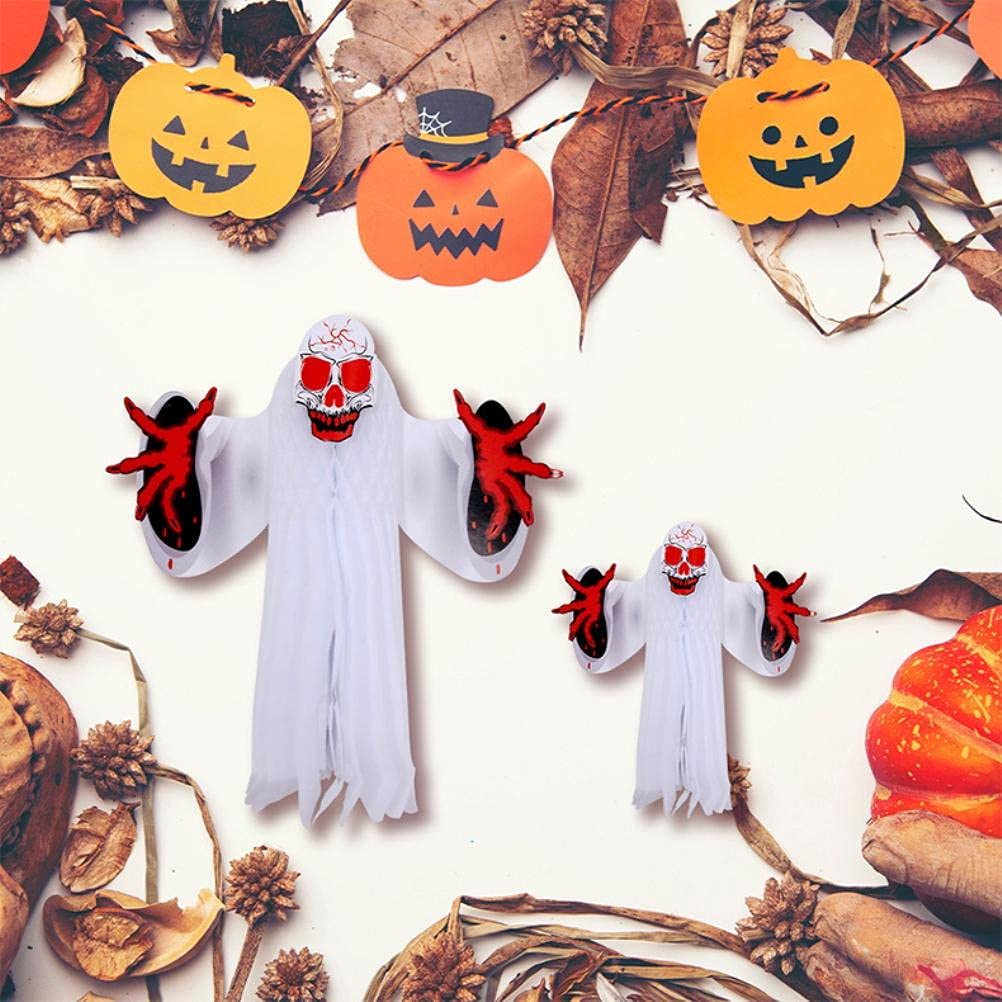 Decoraciones colgantes de fantasmas de Halloween, accesorios de esqueleto colgantes de gasa de tela espeluznante para la decoración del árbol del jardín al aire libre de la fiesta de Halloween little