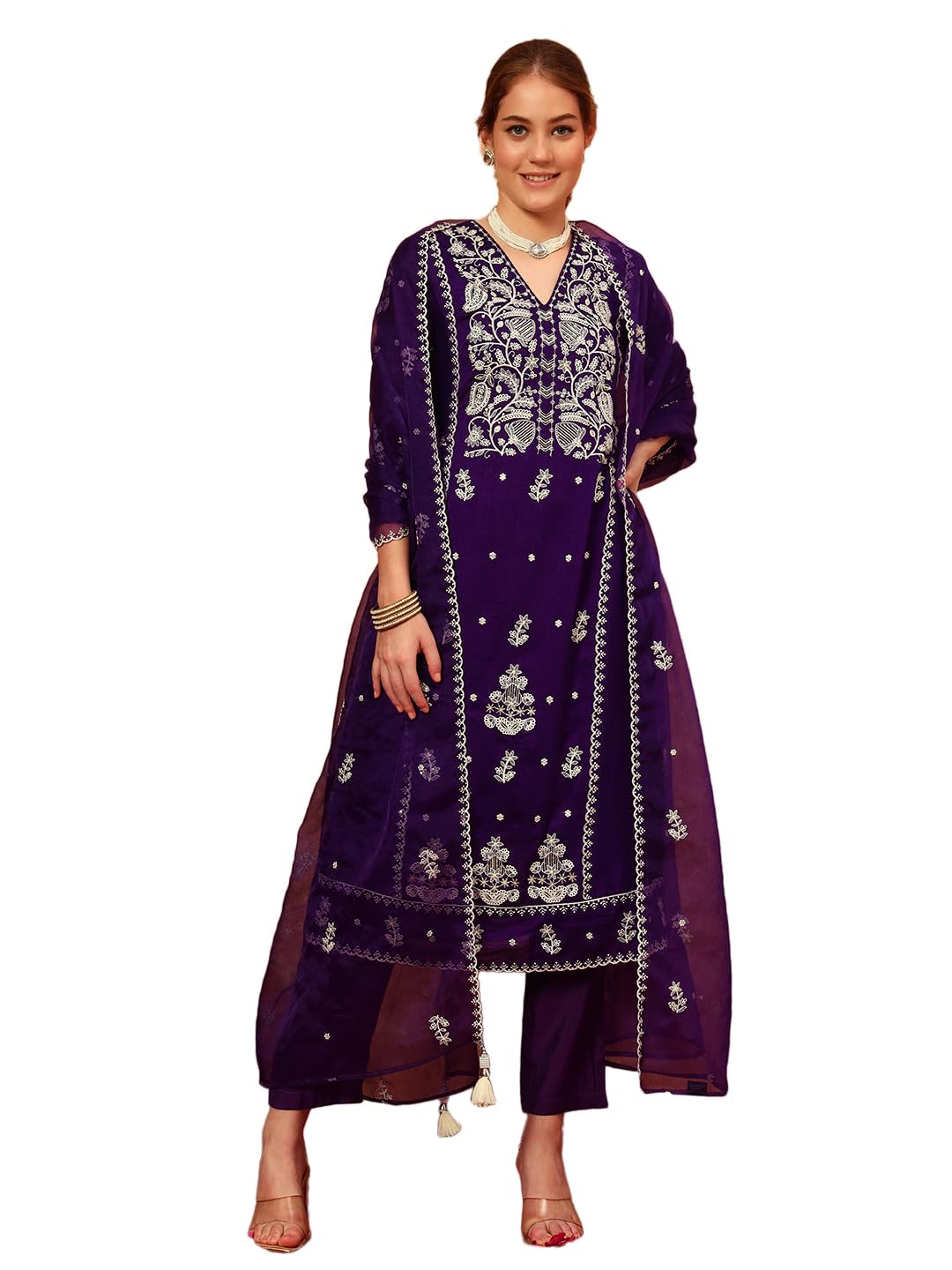 SHOPPING QUEEN Women's Silk Embroidered Kurta, Pyjama & Dupatta Set - Review, Price and Buying Guide