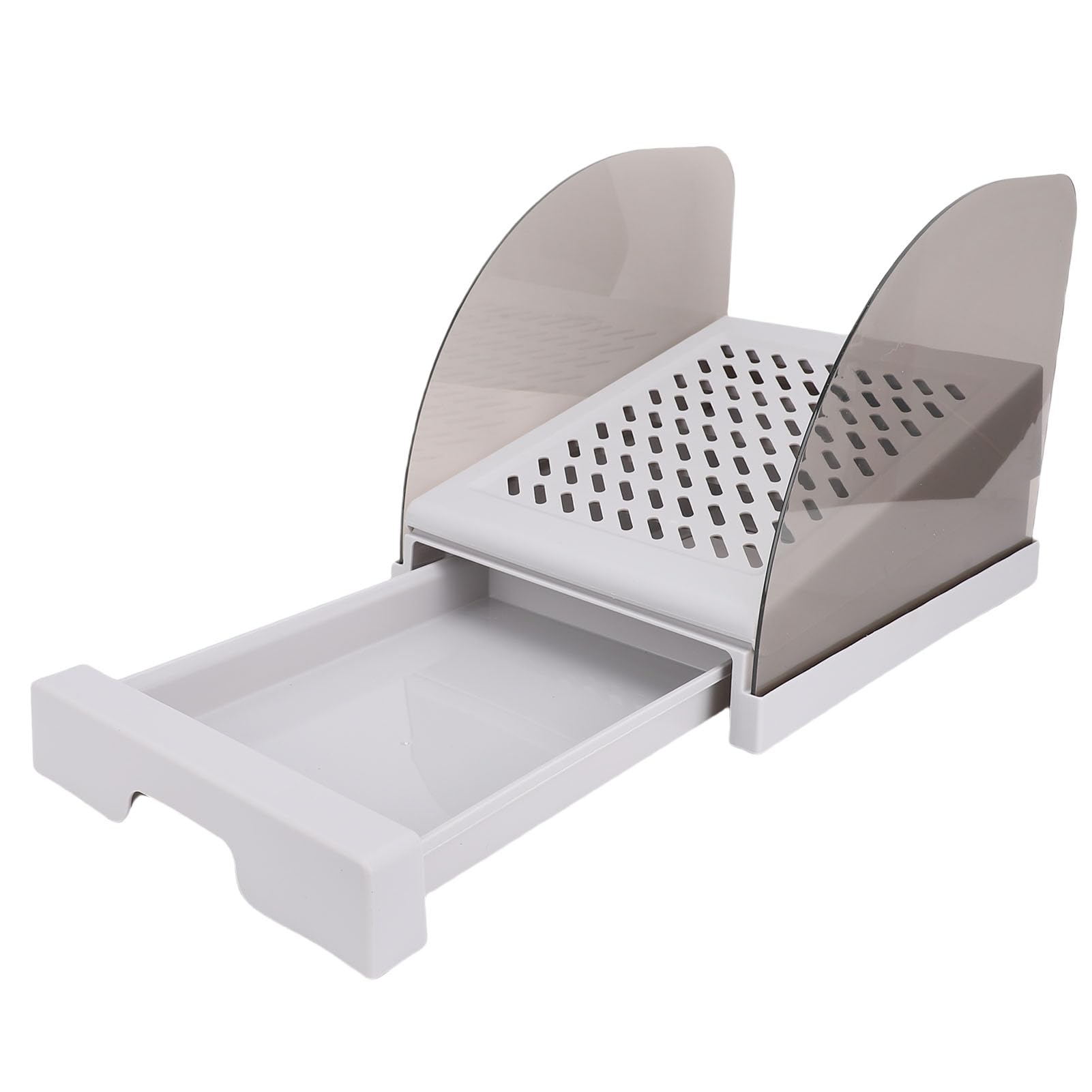 Hamwesh Litter Box Step, Adjustable Height Elevated Cat Ramp for Litter Box with Drawer & Baffles, Anti Tracking & Easy to Clean Cat Pedal Step Stool for Small & Elderly Cats (Grey)