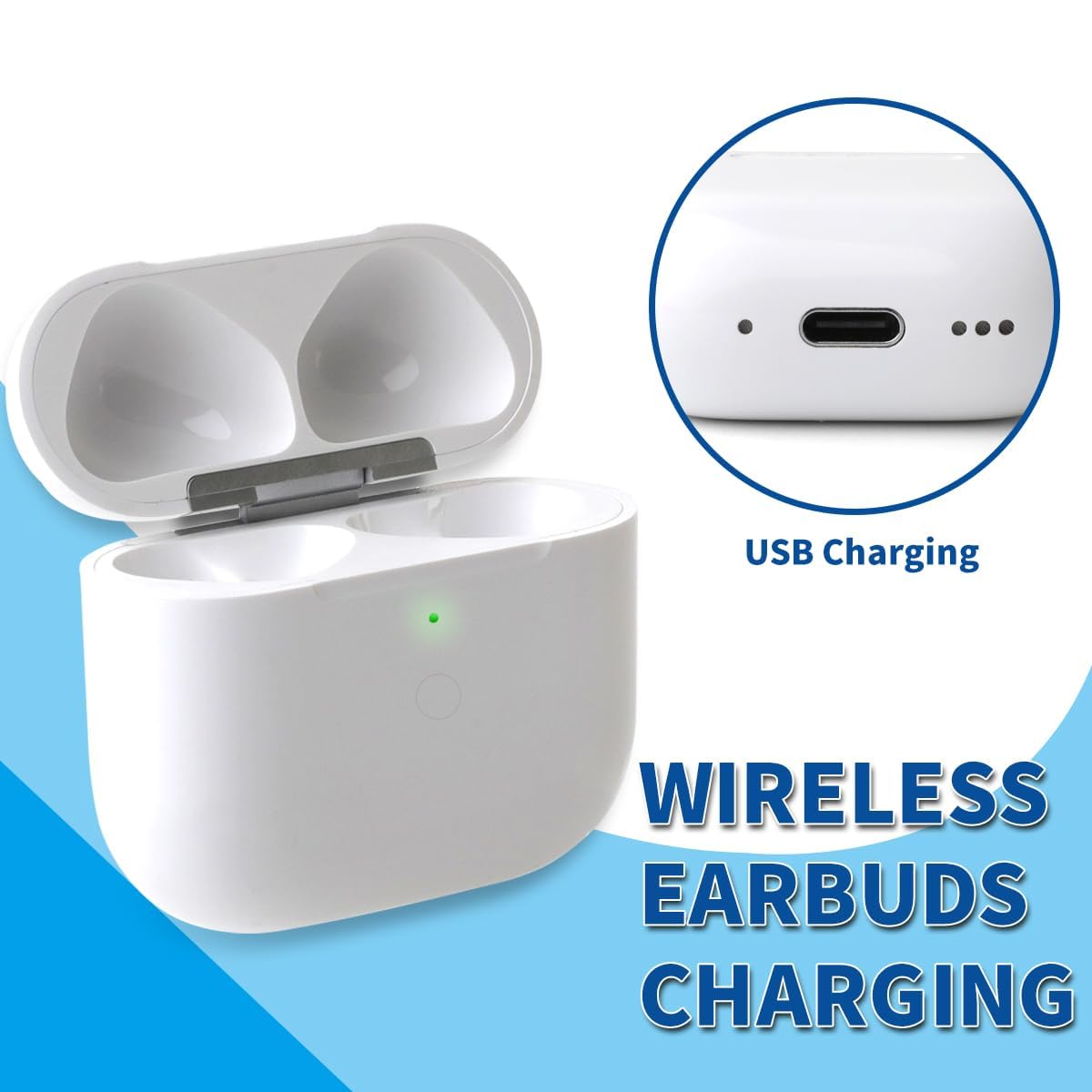 Charing Case for Air Pods 4 Charging Case Replacement Only with Air Pod 4th Generation Charger Cases Bluetooth Sync Pairing Button Support Wired Wireless, Without Earbuds