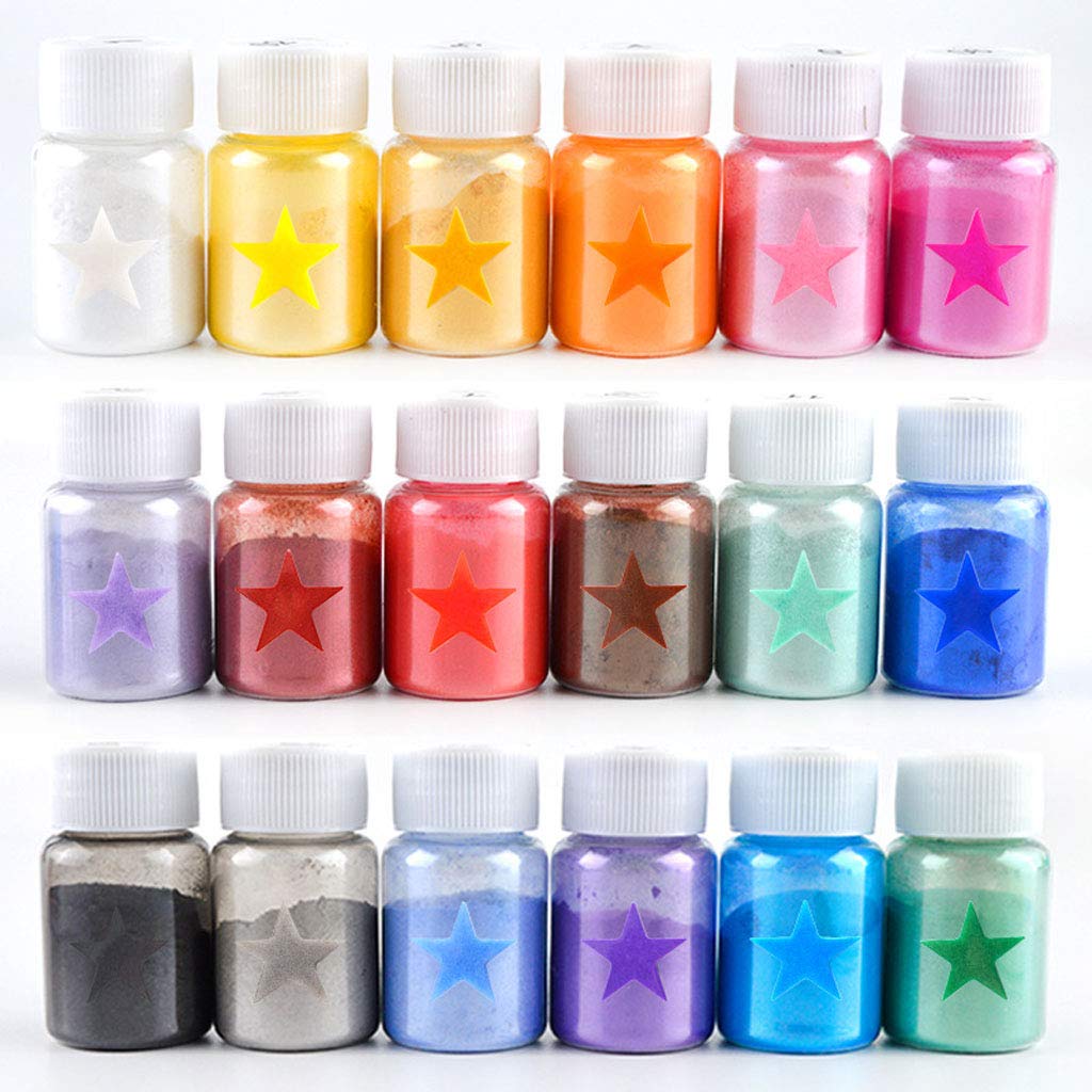 Ankexin 18Colors Cosmetic Grade Pearlescent Mica Powder Soap Makeup Art Colorant Epoxy Resin Dye Pearl Pigment Jewelry Making
