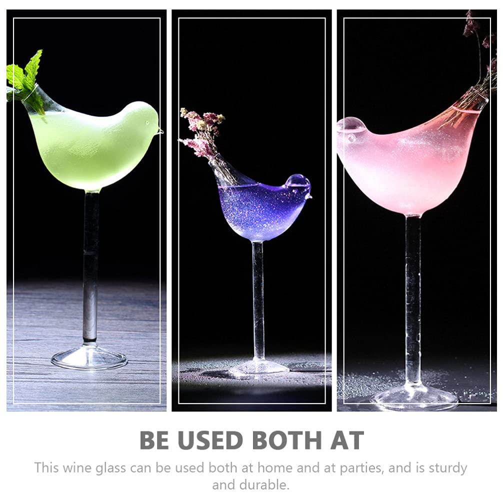 NOLITOY 3pcs Bird Cocktail Glasses Bird Shaped Wine Glasses Goblet Glass for Party Wedding Home