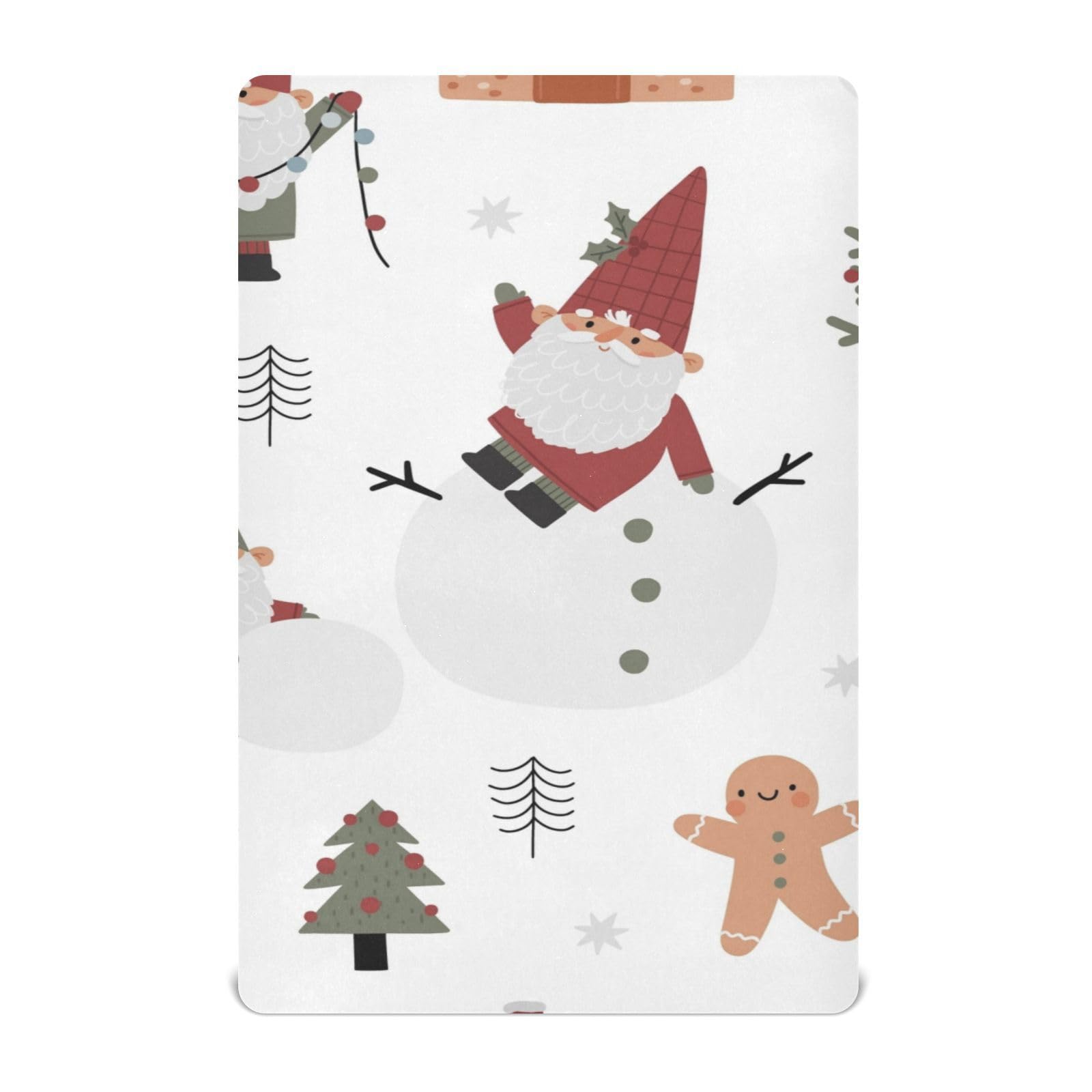 Moudou Christmas Gnome Playard Sheet for Boy Girls, Soft Breathable Fitted Toddler Sheet for Standard Playard Bed Mattress, 39 x 27 x 5 Inch