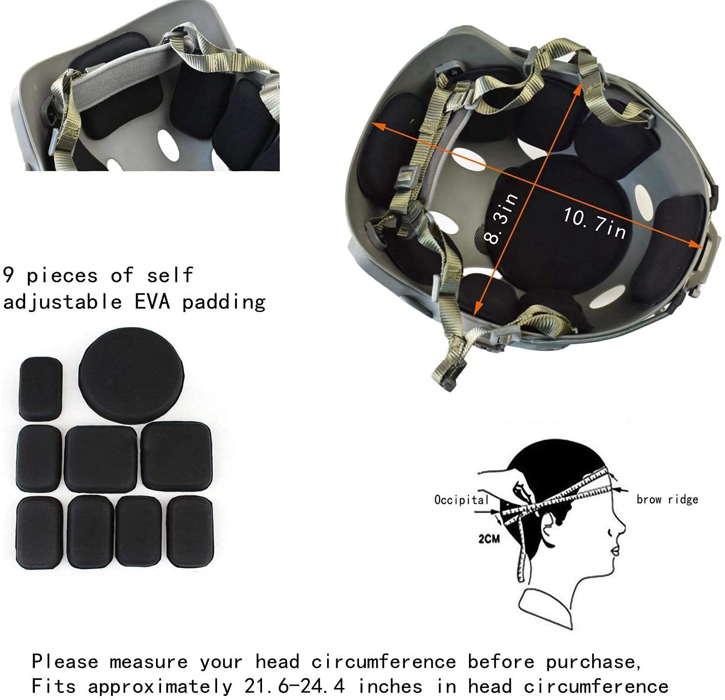 Kit Casco Tattico Airsoft Con Maschera A Rete Pieghevole E Occhiali, ABS E Nylon, Regolabile 54-62 Cm