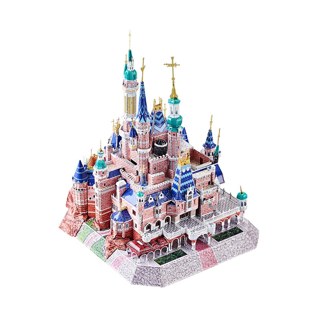 JEBU Metalowy model 3D dla dorosłych, metalowe puzzle 3D, DIY, zamek modelowy, 298 elementów, puzzle 3D, steampunk, DIY, łamigłówki, dekoracja domu
