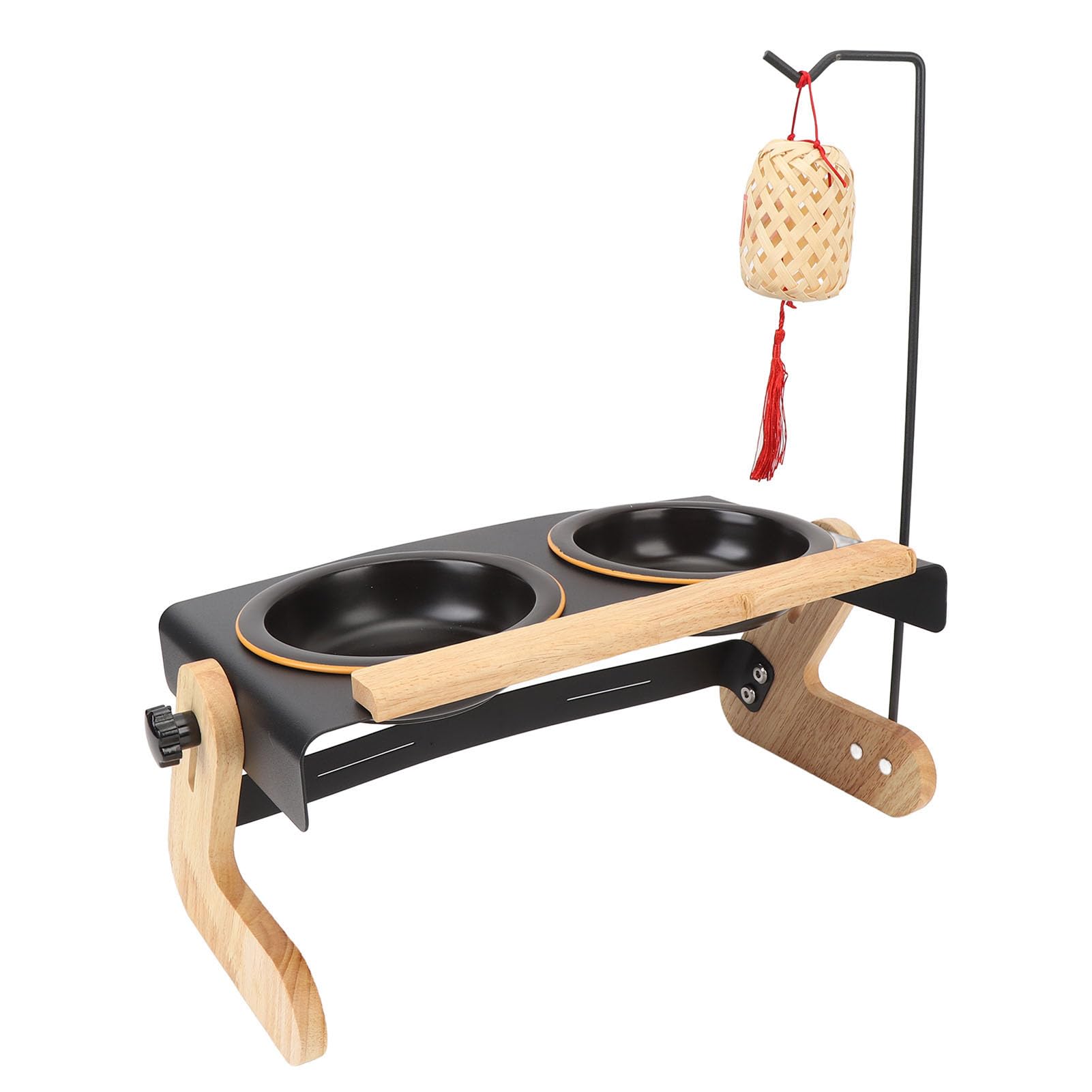 HEEPDD Soporte para Cuencos para Perros Elevados de Ajustable con Diseño en Forma de W y Cuencos de Cerámica para Acampar Al Aire Libre y Uso Nocturno