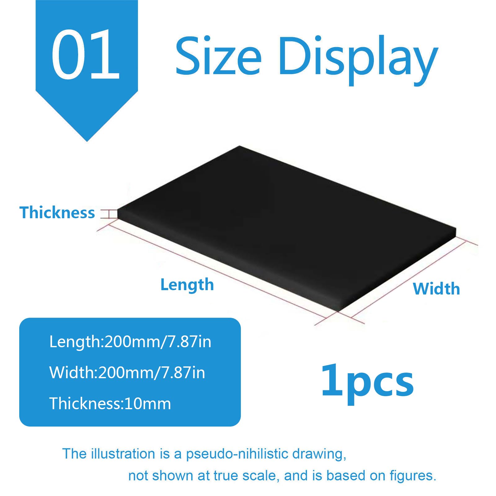 Płyty, arkusze i panele z tworzywa ABS, Arkusze z tworzywa ABS, czarne, 200x200mm, grubość 1-10mm(Thickness:10mm)