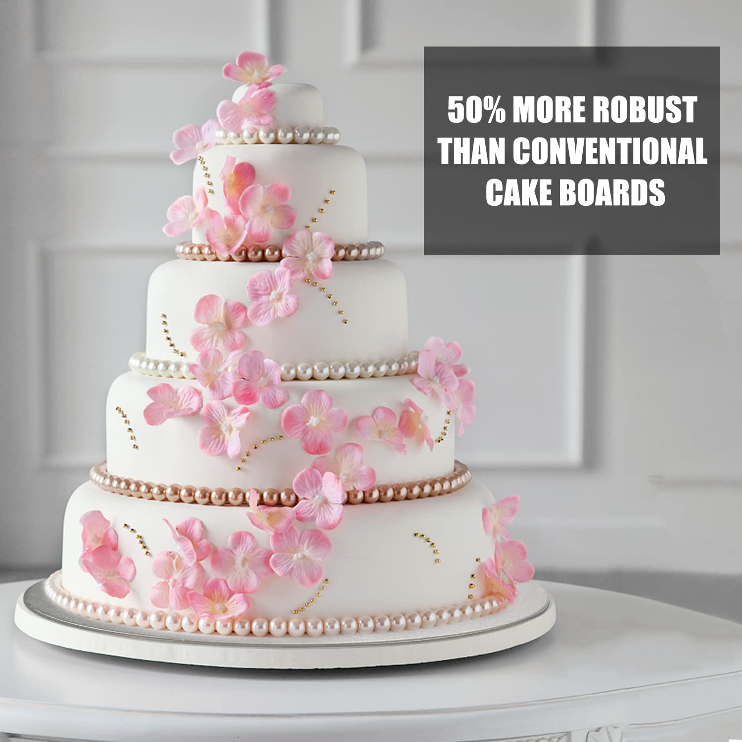 Vassoio Per Torte Rotondo Argento ø32 Cm - Sottotorta Resistente Per Matrimoni E Compleanni - Foto 7