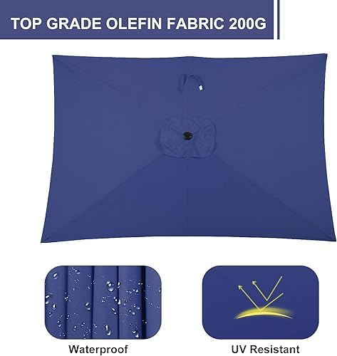 Miniatura 5 de Aok Garden Sombrillas de patio al aire libre de 10 x 6.5 pies para el interior de la piscina, sombrilla de mercado al aire libre con botón de