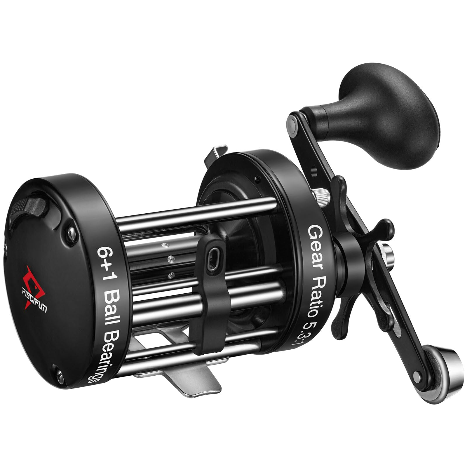 Piscifun Chaos XS Baitcasting Fishing Reel, Reinforced Metal Body Round Baitcaster Reel, Smooth Powerful Saltwater Inshore Surf Trolling Reel, Conventional Reel for Catfish, Musky, Bass, Pike