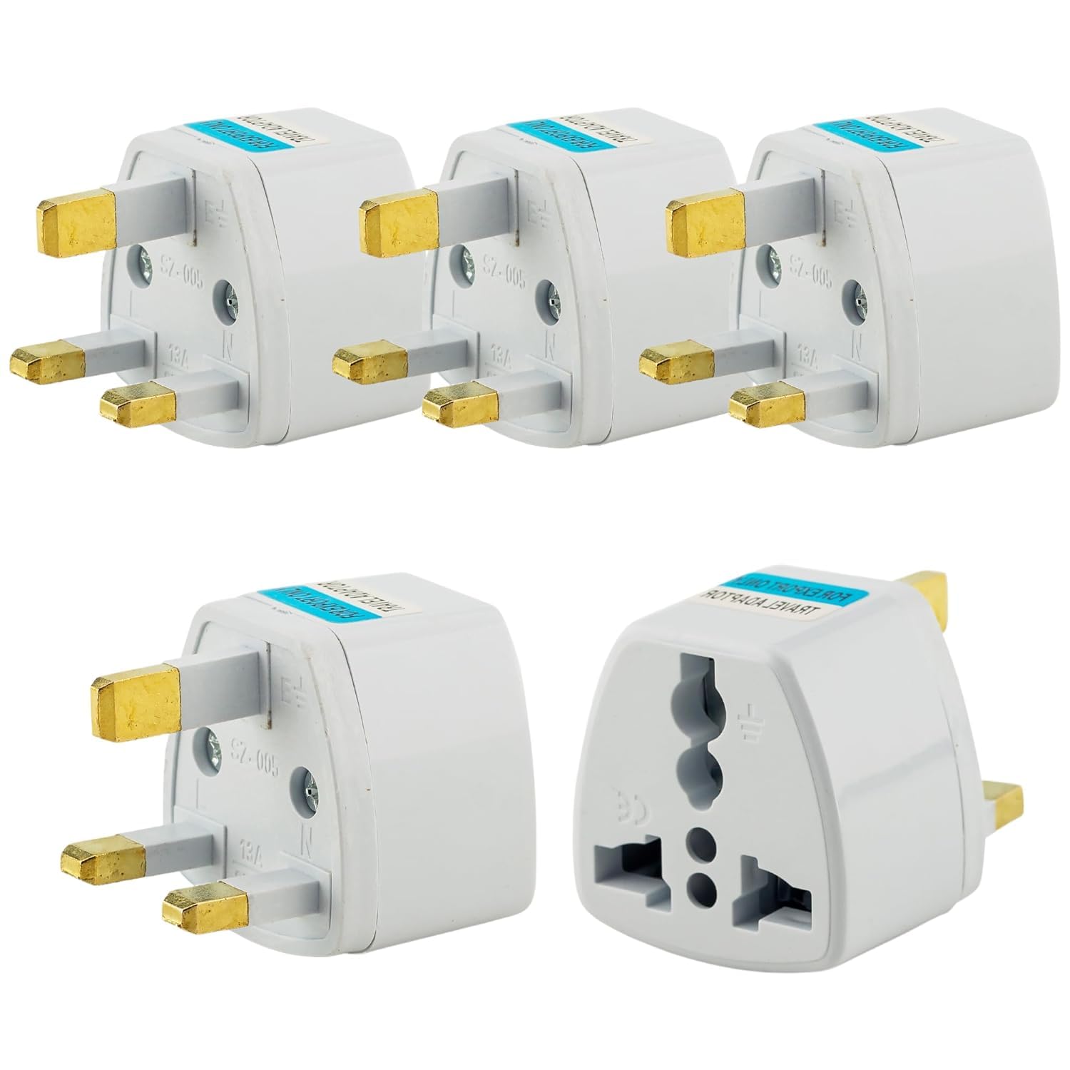 3 Prong Pin Plug (Type G Adapter) | UK to Universal Computer Conversion Outlet Plug Adapter | Travel Companion for International Devices, Australia/New Zealand/China, UK (Pack of 5, White)-image-41