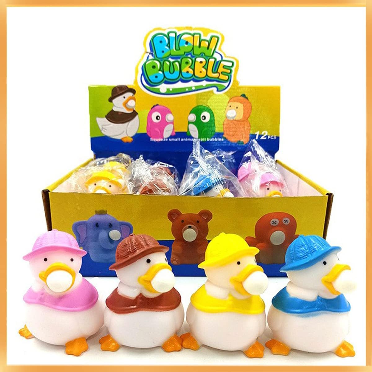 12 Pcs Ducks Squeeze The Bubble Ball ，Relieve Stress Fidget Toys for Children and Adults,Squeeze Sensory Toys for Anxiety, Autism, ADHD.(12 Ducks)