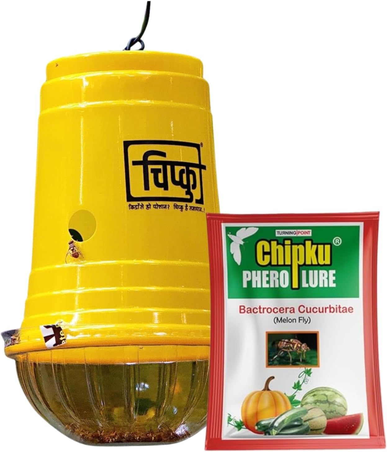 Glass Trap with Melon Fly Lure for Garden & Farm Use to Control cucurbitae | Effective Pest Control for Melon Fly, Bottle Gourd & All Vegetables - Pack of 100