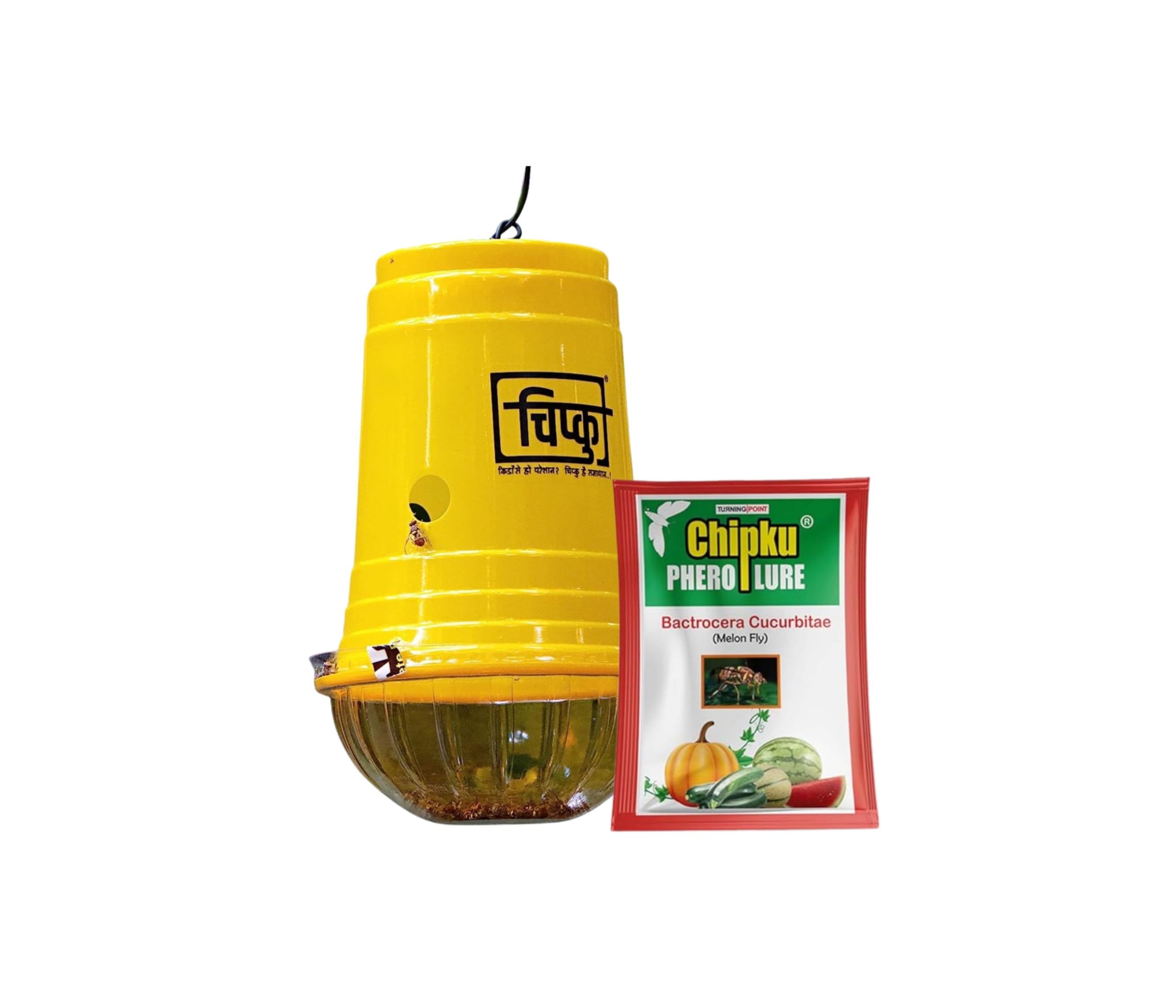 Chipku Glass Trap with Melon Fly Lure for Garden & Farm Use to Control cucurbitae | Effective Pest Control for Melon Fly, Bottle Gourd & All Vegetables - Pack of 100