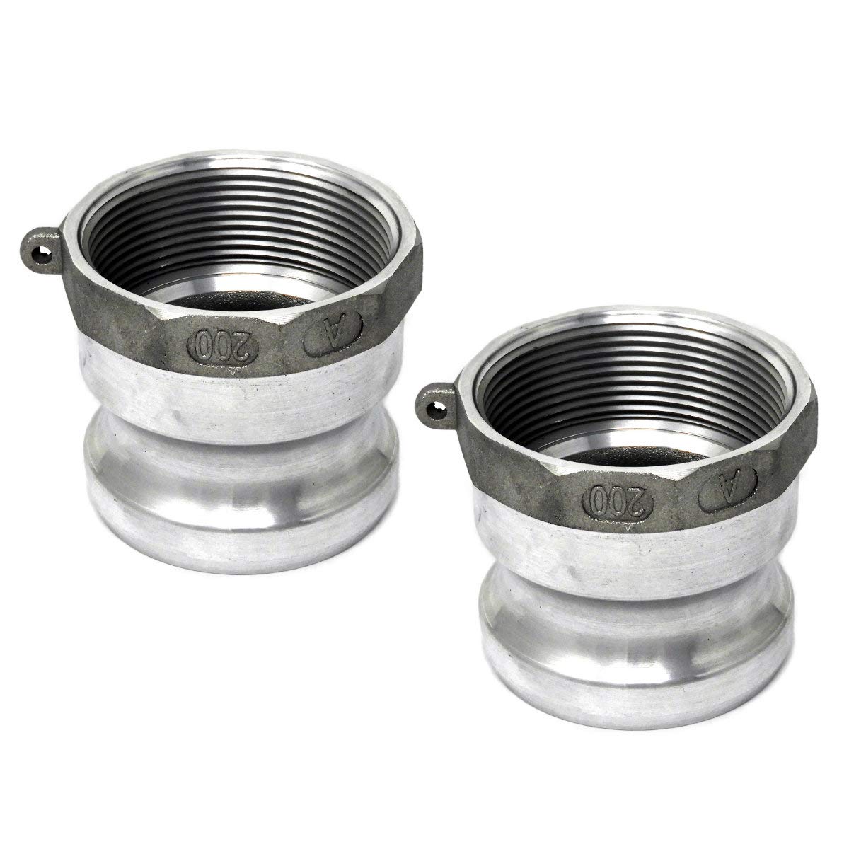 Gloxco Aluminum Type A Cam and Groove Fittings, 2″ Male Camlock x 2″ Female NPT, Pack of 2