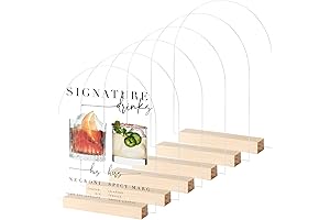 8x10 Inch Arch Acrylic Sign with Wood Stand - 6-Pack Clear Arched...