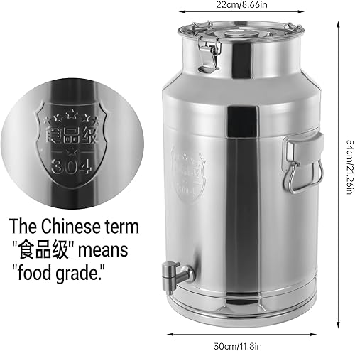 Miniatura 2 de Lata de leche de acero inoxidable 304 con espita  Cubo dispensador de bebidas de agua de 35 litros para leche, vino, aceite