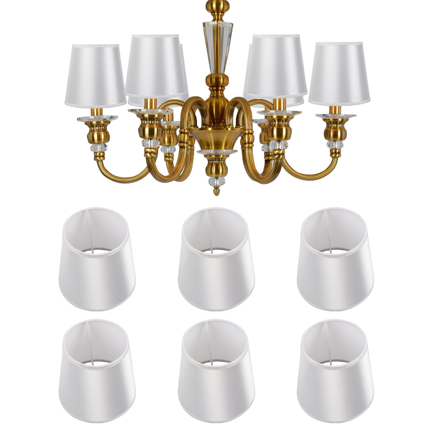 6Pcs Chandelier Lampshade, Fabric Lampshade Small Lamp Shade Droplight Wall Light Fixture Accessory โ image 1
