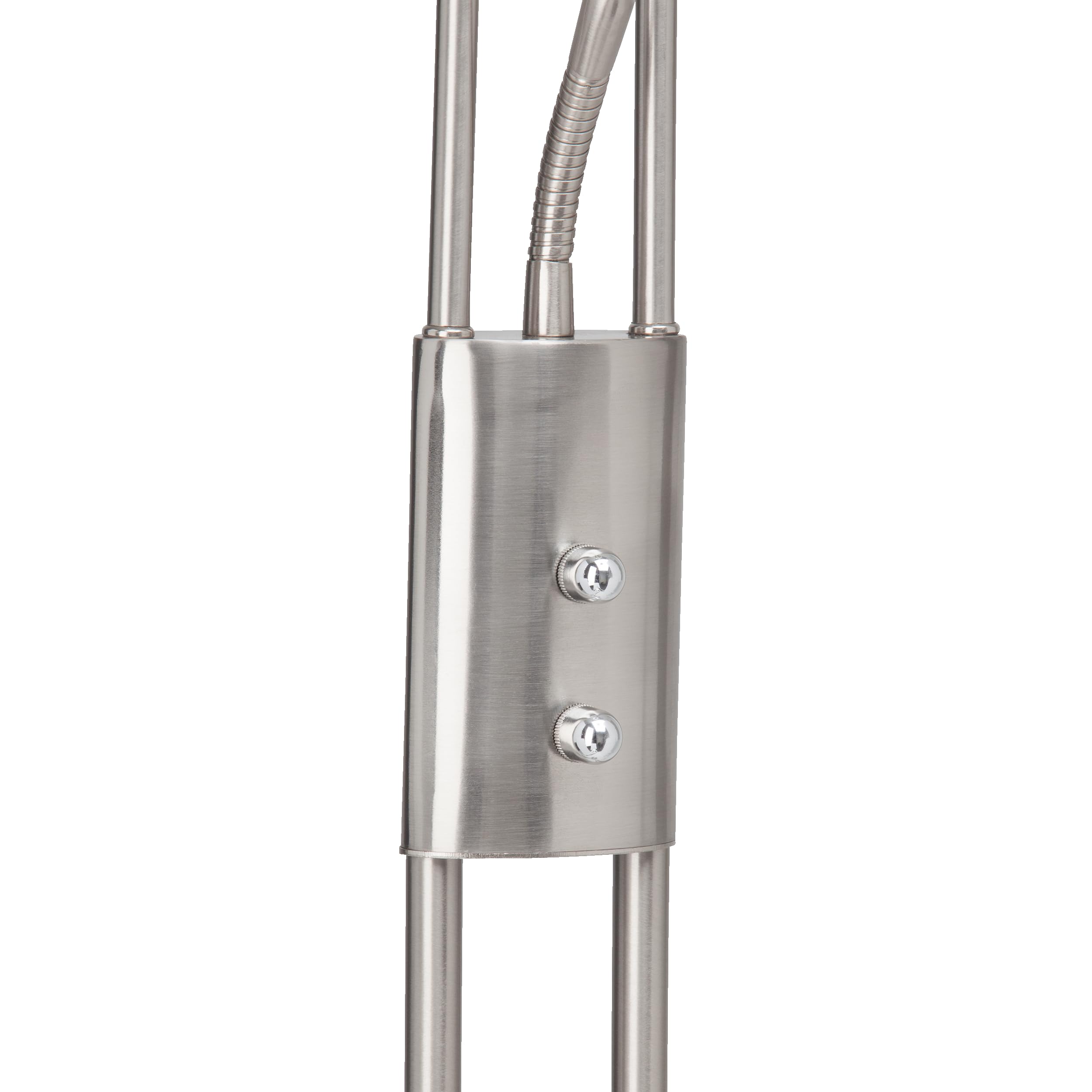 Lightbox eisenfarbene LED Deckenfluter - Basic Stehleuchte mit einstellbarem Lesearm - Helligkeit über Drehdimmer einstellbar & 1,8 m Höhe - max. 2500 lm - 3000 K - aus Metall/Glas