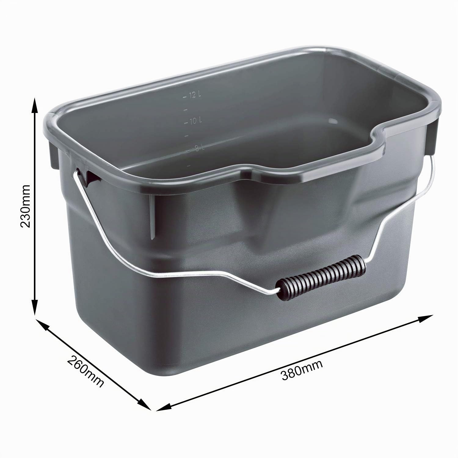 Rotho Basic cubo cuadrado de 12 litros con mango y balanza, Plástico (PP) sin BPA, antracita, 12l (38.0 x 26.0 x 23.0 cm)